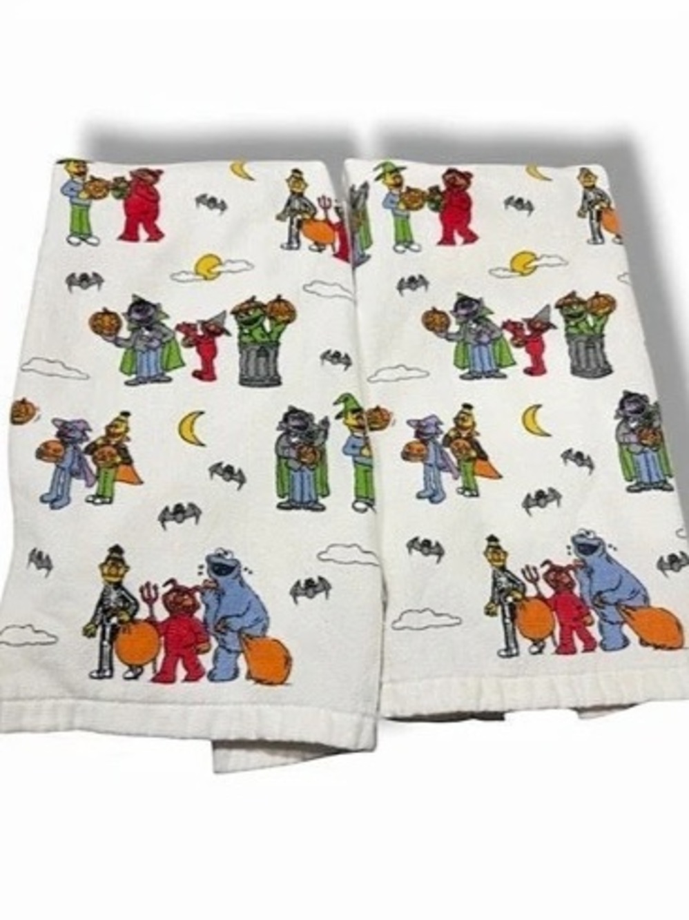 Sesame Street Characters Halloween Kitchen Hand Towels Set Nostalgic Retro Print